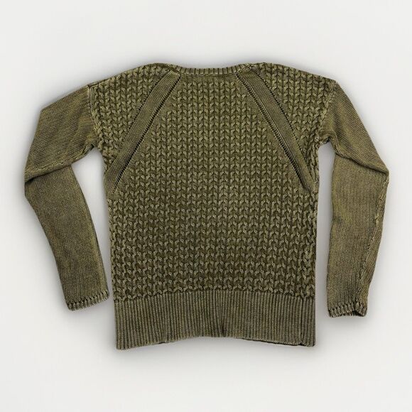 Tommy Bahama Cable Knit Sweater Distressed Olive Green Womens Size Medium - Picture 2 of 7